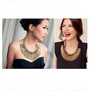 Stella & Dot Pegasus Necklace Bib Gold Feathers Statement ASO TV Kardashian Boho